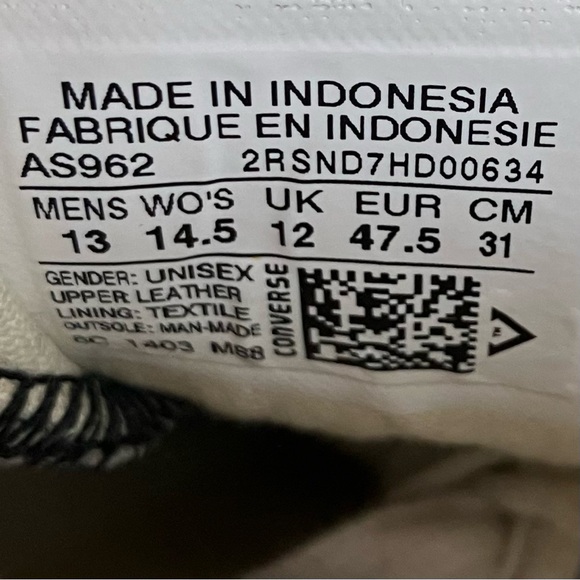 Converse Jack Purcell Men’s Size 13.0 Black & White Leather Low Top Shoes - Picture 10 of 10